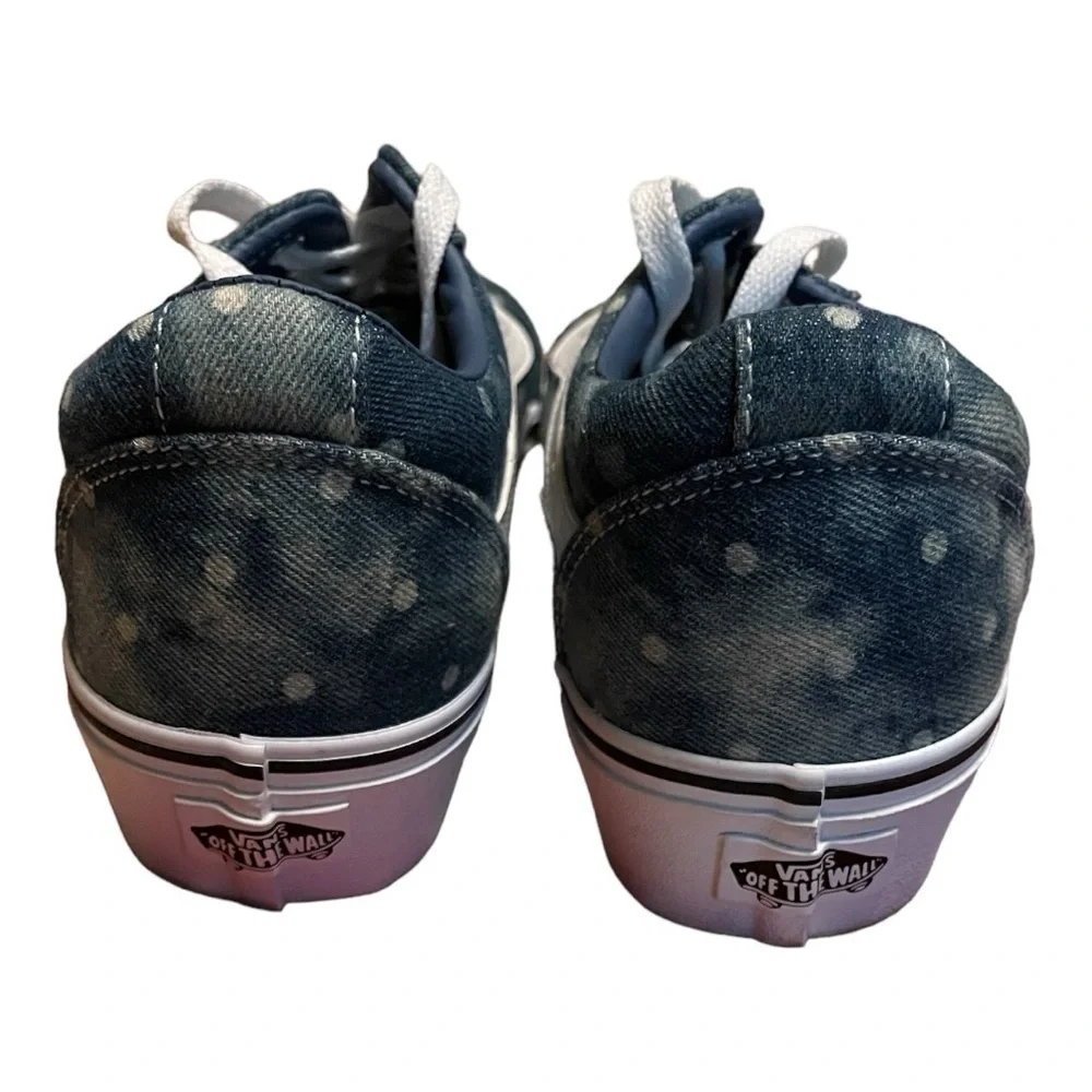 Vans Women's Ward Platform Denim Polka Dot Blue/White - NEW!